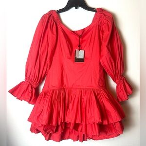 ❗️ Erika Pena Janey Dress mini off shoulder puff sleeves ruffles layers size XS
